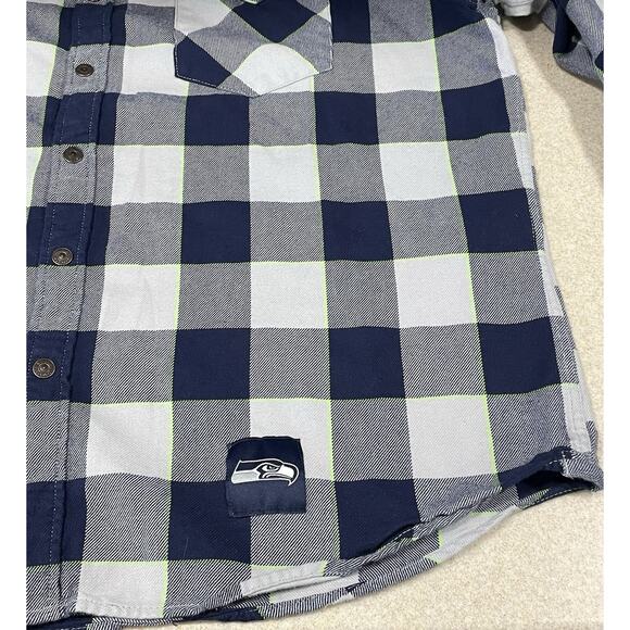 Levis-NFL Seattle Seahawks Snap Button Shirt Women’s Size XL Gray/Blue Football - Picture 7 of 16